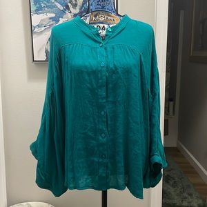 Cato top/ Blouse, Bat wing sleeves, Sz 18/20 W, Dark Teal color